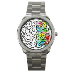 Brain Mind Psychology Idea Drawing Sport Metal Watch by Wegoenart