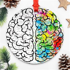 Brain Mind Psychology Idea Drawing Round Ornament (two Sides) by Wegoenart