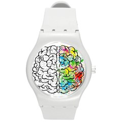 Brain Mind Psychology Idea Drawing Round Plastic Sport Watch (m) by Wegoenart