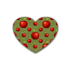 Apples Rubber Coaster (heart) by nateshop