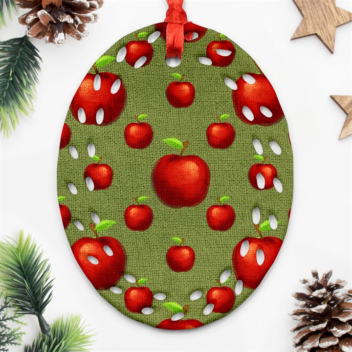 Apples Oval Filigree Ornament (Two Sides)