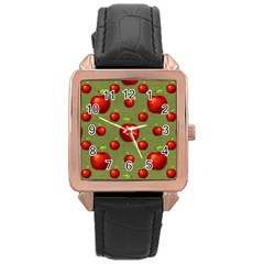 Apples Rose Gold Leather Watch  by nateshop