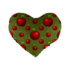 Apples Standard 16  Premium Flano Heart Shape Cushions by nateshop