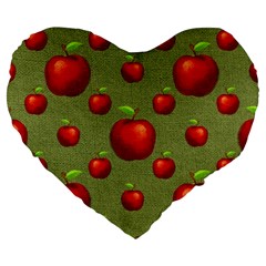 Apples Large 19  Premium Flano Heart Shape Cushions by nateshop