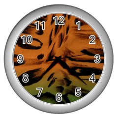 Background-011 Wall Clock (silver) by nateshop