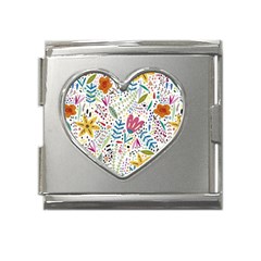 Flowers Mega Link Heart Italian Charm (18mm)