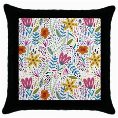 Flowers Throw Pillow Case (black) by nateshop