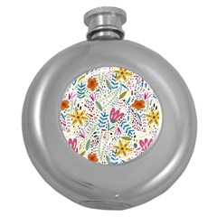 Flowers Round Hip Flask (5 Oz) by nateshop