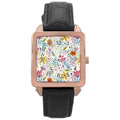 Flowers Rose Gold Leather Watch  by nateshop