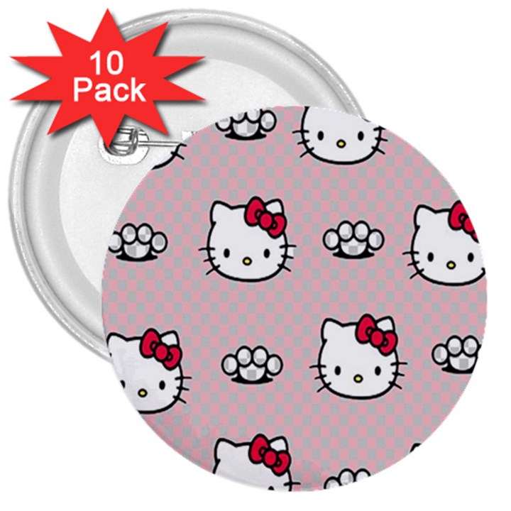 Hello Kitty 3  Buttons (10 pack) 