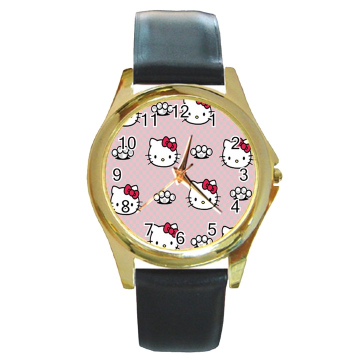 Hello Kitty Round Gold Metal Watch