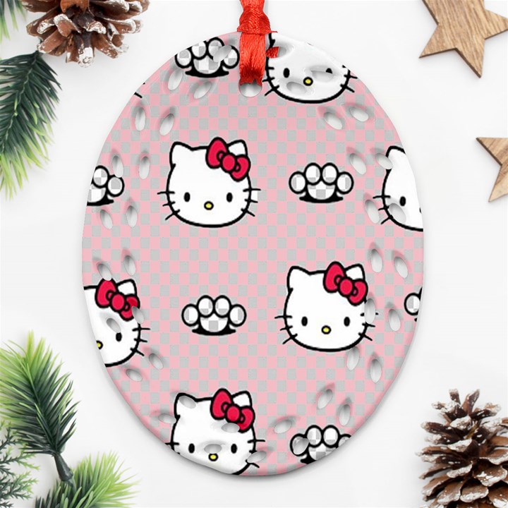 Hello Kitty Oval Filigree Ornament (Two Sides)