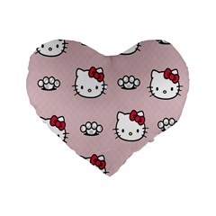 Hello Kitty Standard 16  Premium Flano Heart Shape Cushions by nateshop