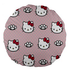 Hello Kitty Large 18  Premium Flano Round Cushions by nateshop