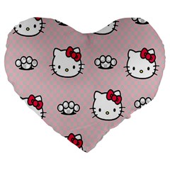 Hello Kitty Large 19  Premium Flano Heart Shape Cushions by nateshop