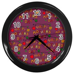 Seamless,happy Mothers Day Wall Clock (black) by nateshop