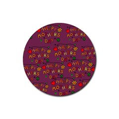 Seamless,happy Mothers Day Rubber Round Coaster (4 Pack) by nateshop