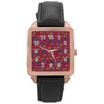 Seamless,happy Mothers Day Rose Gold Leather Watch  Front