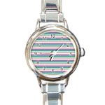 Stripes Round Italian Charm Watch Front