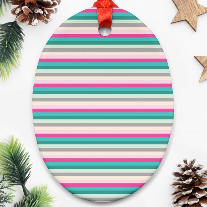 Stripes Oval Ornament (Two Sides)