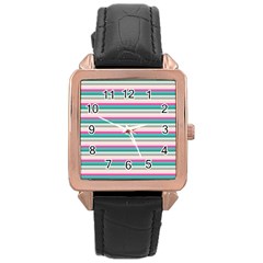 Stripes Rose Gold Leather Watch 