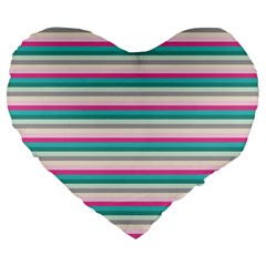 Stripes Large 19  Premium Flano Heart Shape Cushions by nateshop