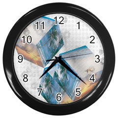 Cubes 3d Mockup Dots Game Cutout Wall Clock (Black)