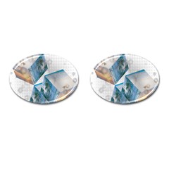 Cubes 3d Mockup Dots Game Cutout Cufflinks (Oval)