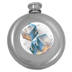 Cubes 3d Mockup Dots Game Cutout Round Hip Flask (5 Oz) by danenraven