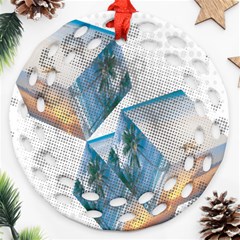 Cubes 3d Mockup Dots Game Cutout Round Filigree Ornament (Two Sides)