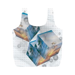 Cubes 3d Mockup Dots Game Cutout Full Print Recycle Bag (M)