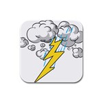 Storm Thunder Lightning Light Flash Cloud Rubber Square Coaster (4 pack) Front