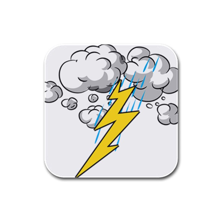 Storm Thunder Lightning Light Flash Cloud Rubber Square Coaster (4 pack)