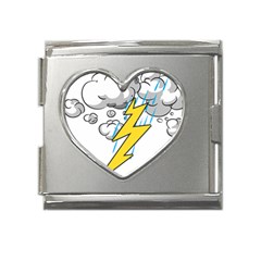 Storm Thunder Lightning Light Flash Cloud Mega Link Heart Italian Charm (18mm) by danenraven