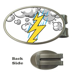 Storm Thunder Lightning Light Flash Cloud Money Clips (oval)  by danenraven