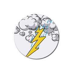 Storm Thunder Lightning Light Flash Cloud Rubber Round Coaster (4 Pack) by danenraven