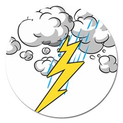 Storm Thunder Lightning Light Flash Cloud Magnet 5  (round) by danenraven