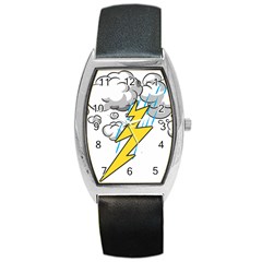 Storm Thunder Lightning Light Flash Cloud Barrel Style Metal Watch by danenraven