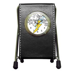 Storm Thunder Lightning Light Flash Cloud Pen Holder Desk Clock by danenraven