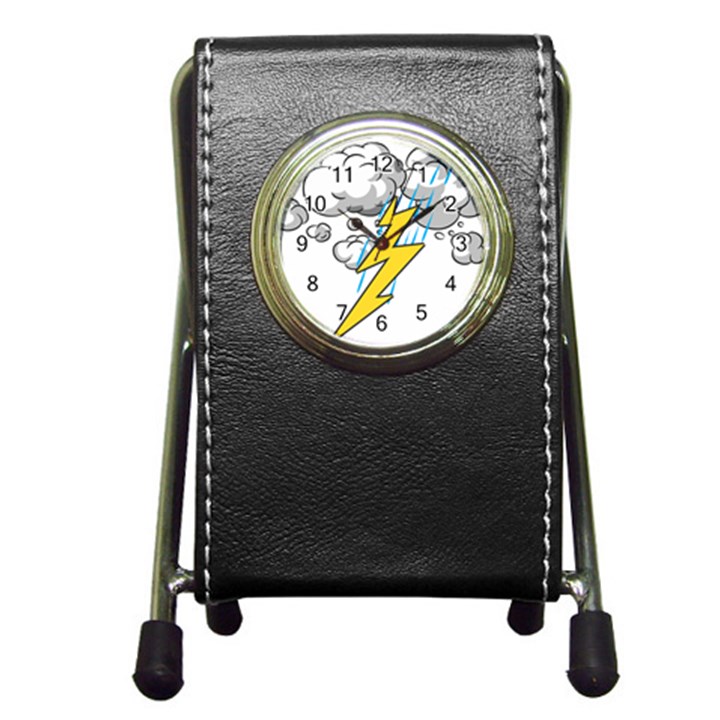 Storm Thunder Lightning Light Flash Cloud Pen Holder Desk Clock