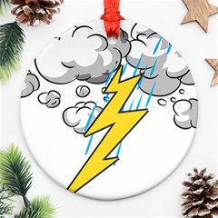 Storm Thunder Lightning Light Flash Cloud Round Ornament (two Sides) by danenraven