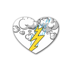 Storm Thunder Lightning Light Flash Cloud Rubber Heart Coaster (4 Pack) by danenraven