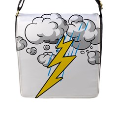 Storm Thunder Lightning Light Flash Cloud Flap Closure Messenger Bag (l) by danenraven