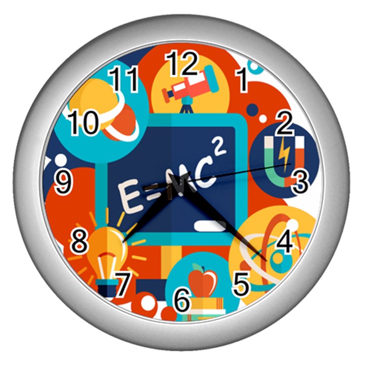 Natural Science Physics Laboratory Formula Wall Clock (Silver)