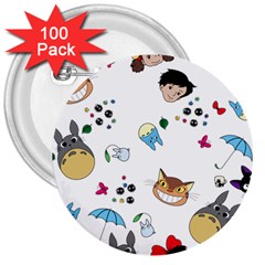 My Neighbor Totoro Cartoon 3  Buttons (100 Pack)  by danenraven