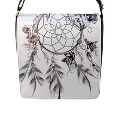 Dreamcatcher Feather Flower Illustration Art Flap Closure Messenger Bag (l) by danenraven