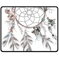 Dreamcatcher Feather Flower Illustration Art Double Sided Fleece Blanket (medium)  by danenraven