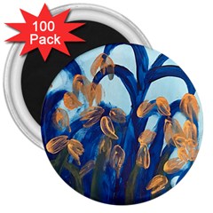 Golden Blue Tulips 3  Magnets (100 Pack) by RobbyArt