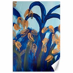 Golden Blue Tulips Canvas 24  X 36  by RobbyArt