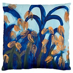 Golden Blue Tulips Standard Flano Cushion Case (two Sides)